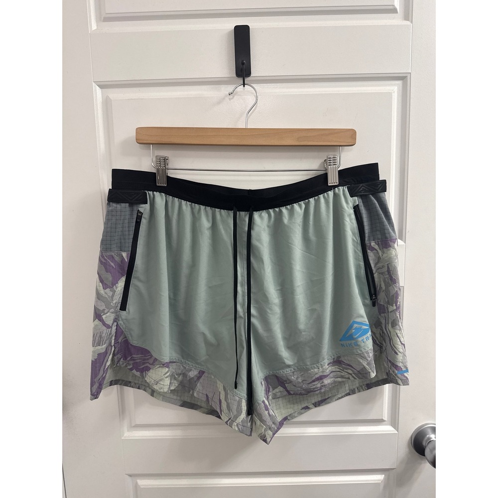 Nike‎ Trail Dri-FIT Running Shorts Womens XXL Seafoam Green Purple Print CZ9052